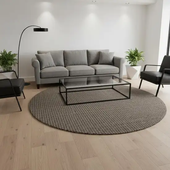 8' Chocolate And Coffee Houndstooth Washable Round Rug With UV Protection Photo 1