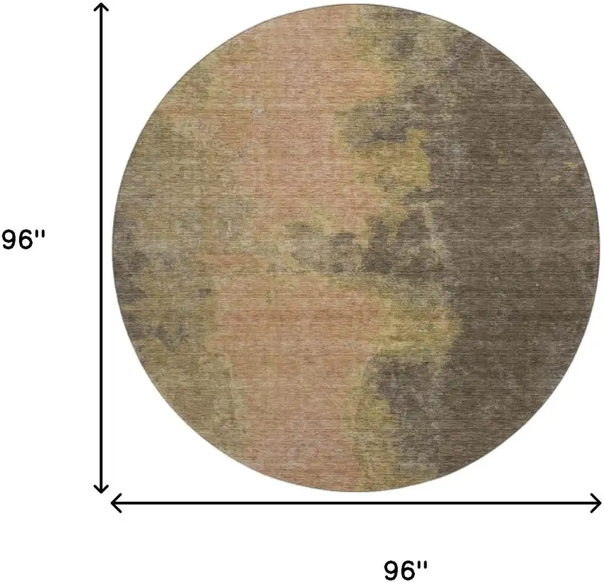 8' Chocolate And Copper Abstract Washable Round Rug With UV Protection Photo 9