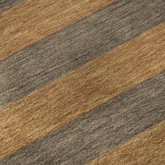 8' Chocolate And Copper Striped Washable Round Rug With UV Protection Photo 9