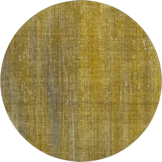 8' Chocolate And Gold Striped Washable Round Rug With UV Protection Photo 1