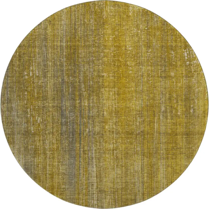 8' Chocolate And Gold Striped Washable Round Rug With UV Protection Photo 1