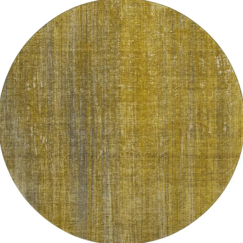 8' Chocolate And Gold Striped Washable Round Rug With UV Protection Photo 4