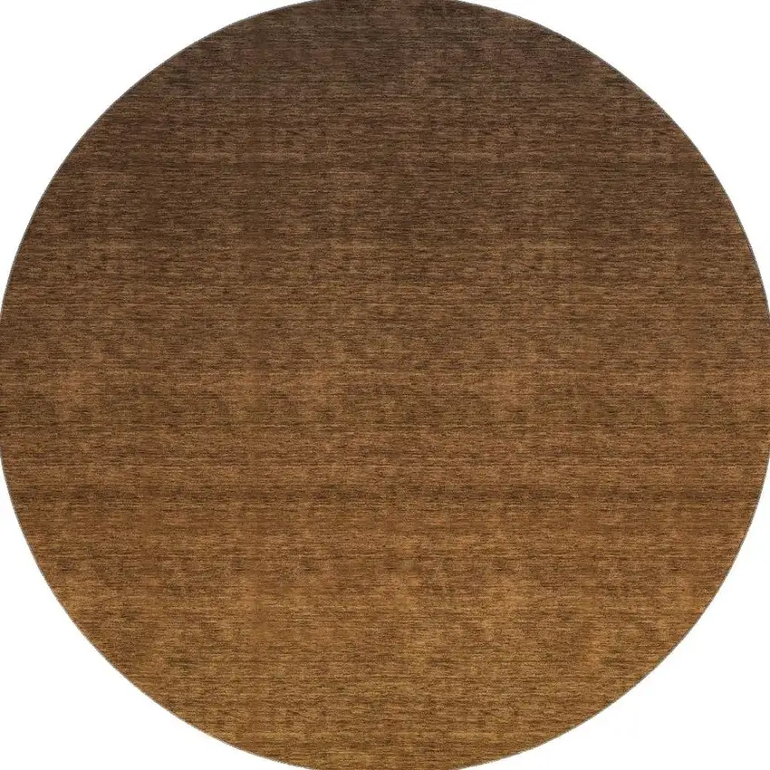 8' Chocolate And Gray Ombre Washable Round Rug With UV Protection Photo 4