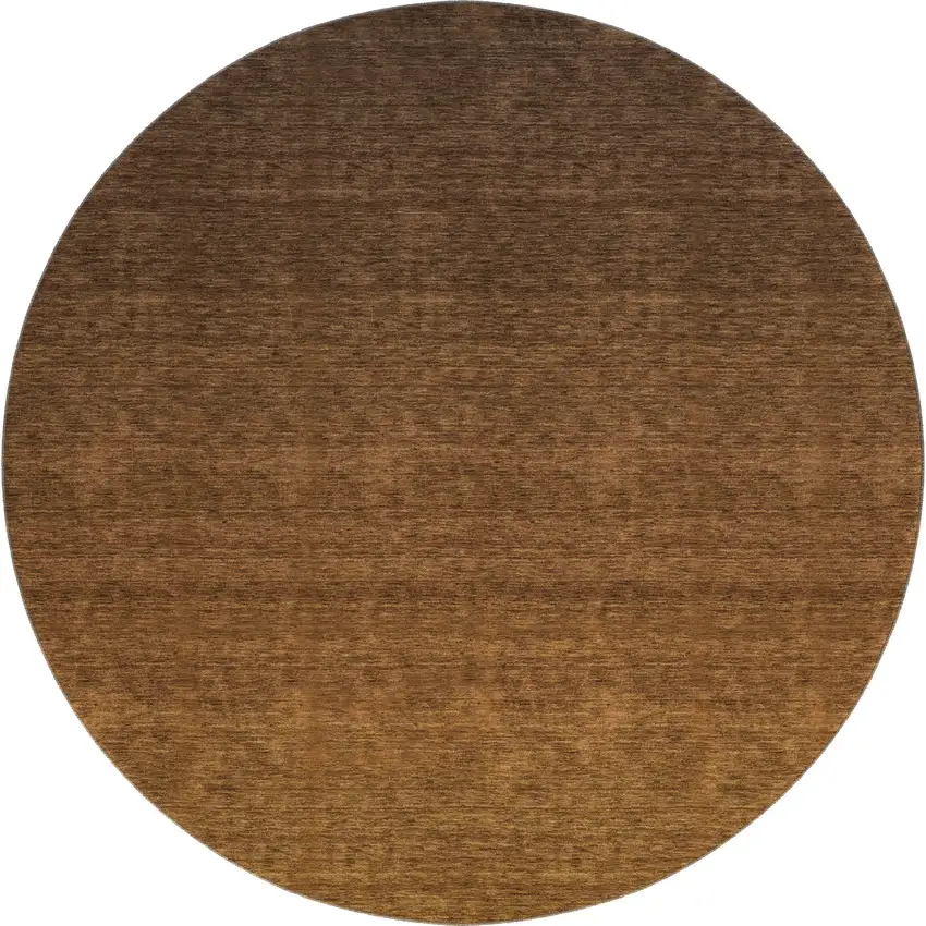 8' Chocolate And Gray Ombre Washable Round Rug With UV Protection Photo 1