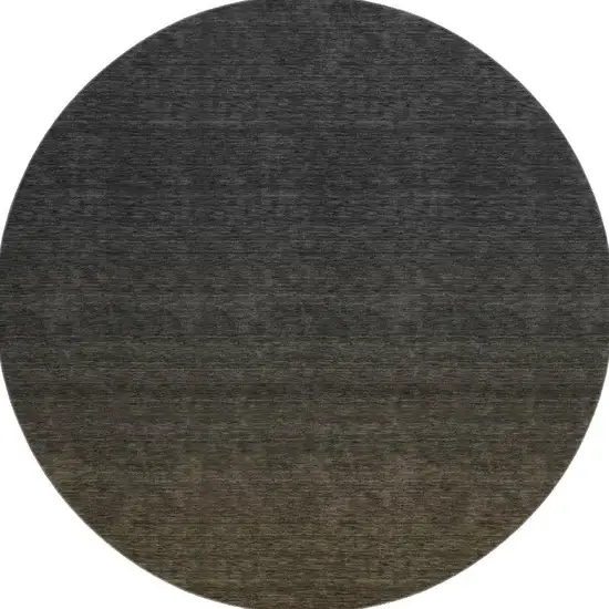 8' Chocolate And Gray Ombre Washable Round Rug With UV Protection Photo 3