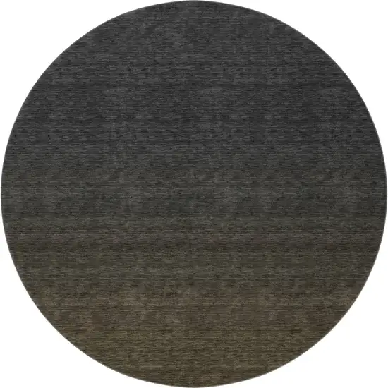8' Chocolate And Gray Ombre Washable Round Rug With UV Protection Photo 4