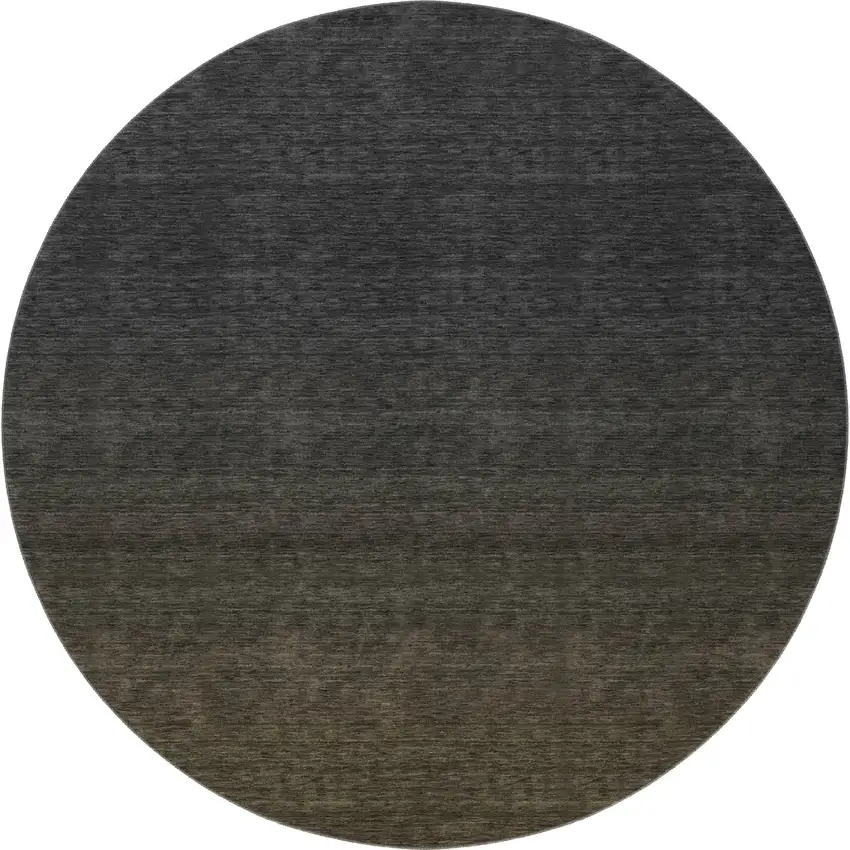 8' Chocolate And Gray Ombre Washable Round Rug With UV Protection Photo 4