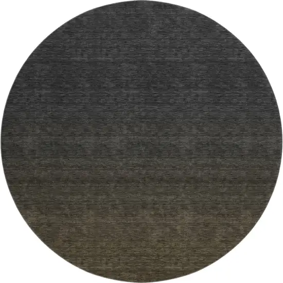 8' Chocolate And Gray Ombre Washable Round Rug With UV Protection Photo 1