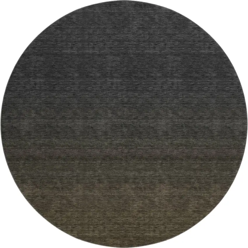 8' Chocolate And Gray Ombre Washable Round Rug With UV Protection Photo 1