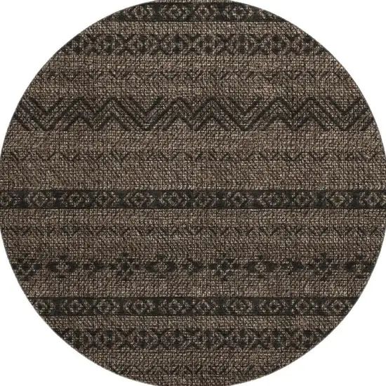 8' Chocolate And Gray Southwestern Washable Round Rug With UV Protection Photo 4