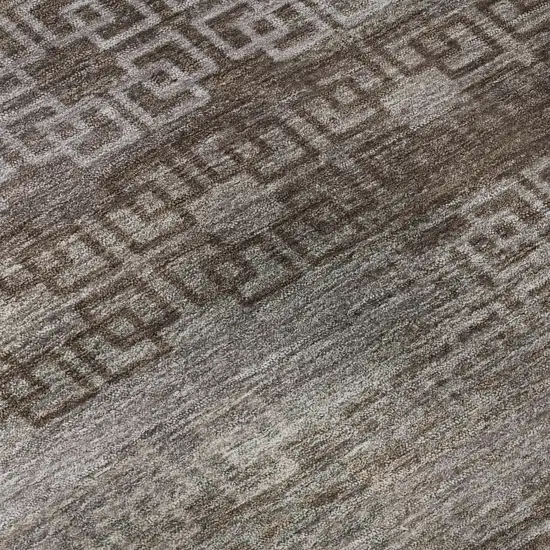 8' Chocolate And Gray Striped Washable Round Rug With UV Protection Photo 7