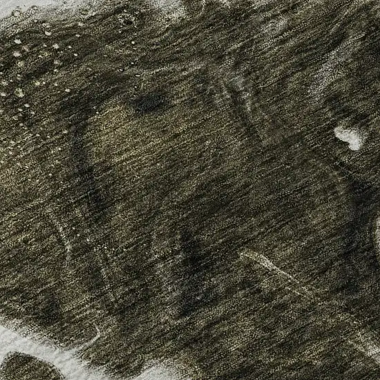 8' Chocolate And Ivory Abstract Washable Round Rug With UV Protection Photo 8