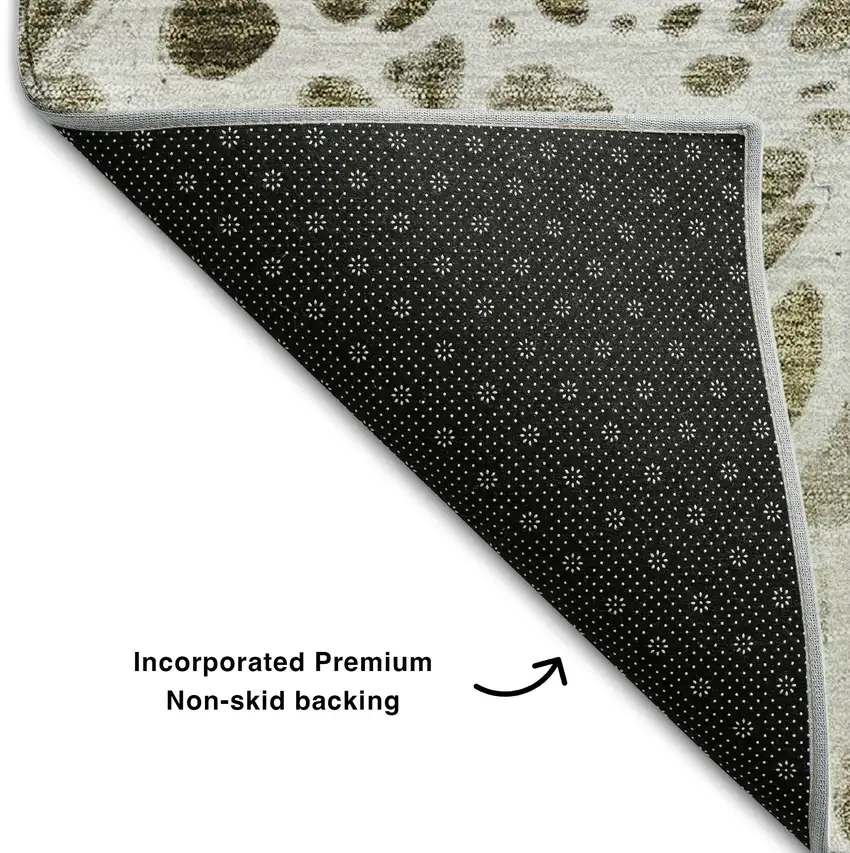 8' Chocolate And Ivory Abstract Washable Round Rug With UV Protection Photo 5