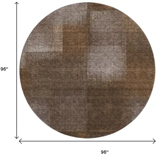 8' Chocolate And Ivory Abstract Washable Round Rug With UV Protection Photo 9
