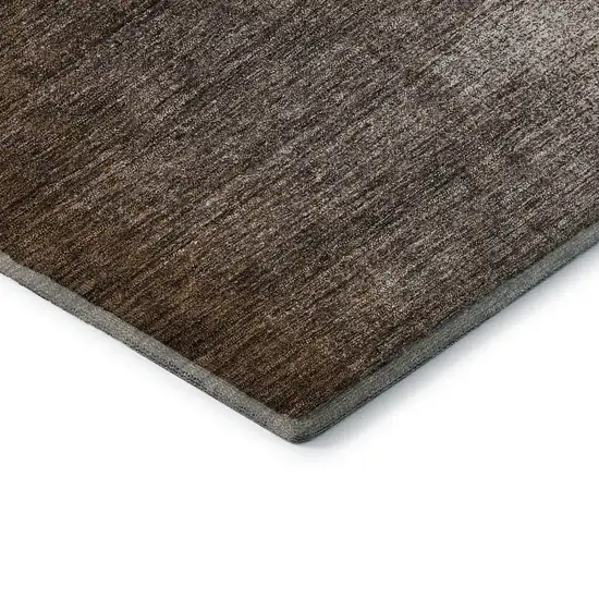 8' Chocolate And Ivory Abstract Washable Round Rug With UV Protection Photo 6