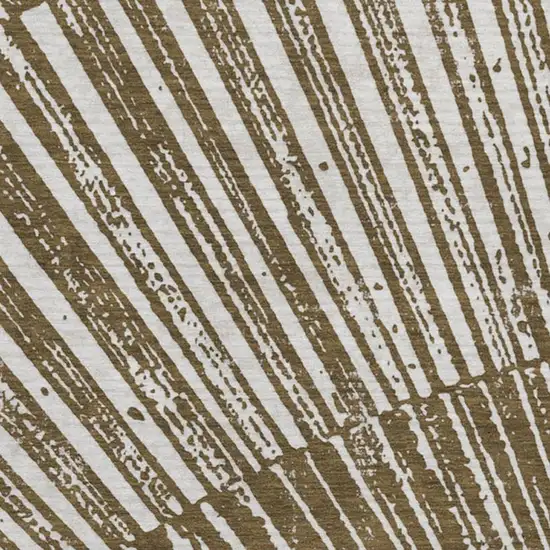 8' Chocolate And Ivory Geometric Washable Round Rug With UV Protection Photo 3