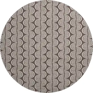 Photo of 8' Chocolate And Ivory Ogee Washable Round Rug With UV Protection