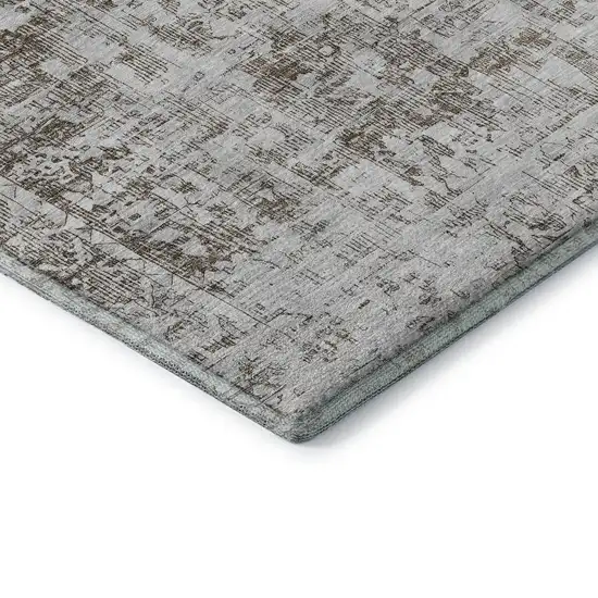 8' Chocolate And Ivory Oriental Washable Area Rug With UV Protection Photo 7