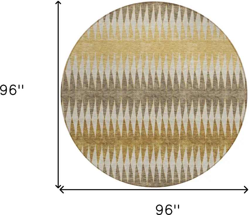 8' Chocolate And Ivory Round Striped Washable Indoor Outdoor Area Rug Photo 3