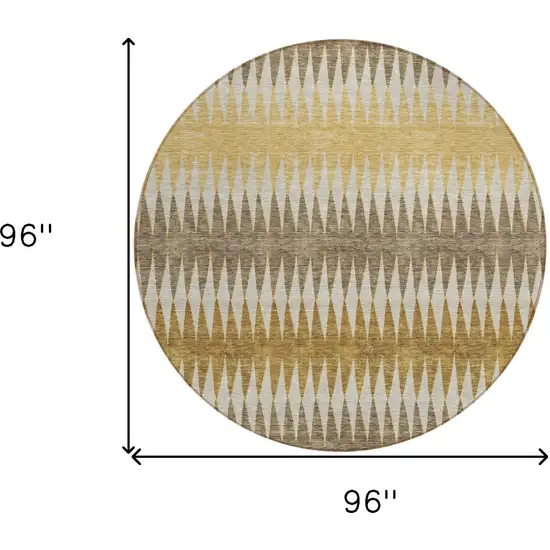 8' Chocolate And Ivory Round Striped Washable Indoor Outdoor Area Rug Photo 3