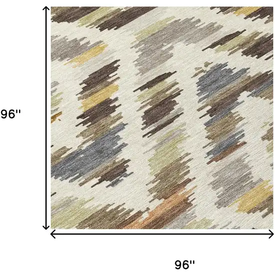 8' Chocolate And Ivory Round Tribal Washable Indoor Outdoor Area Rug Photo 8