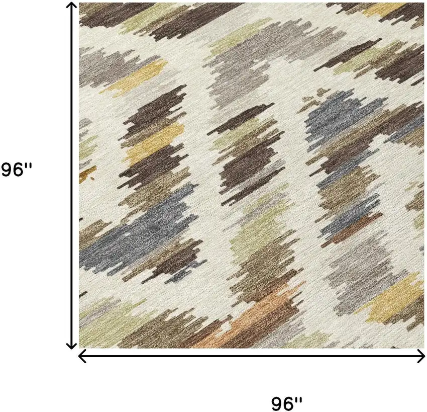 8' Chocolate And Ivory Round Tribal Washable Indoor Outdoor Area Rug Photo 8