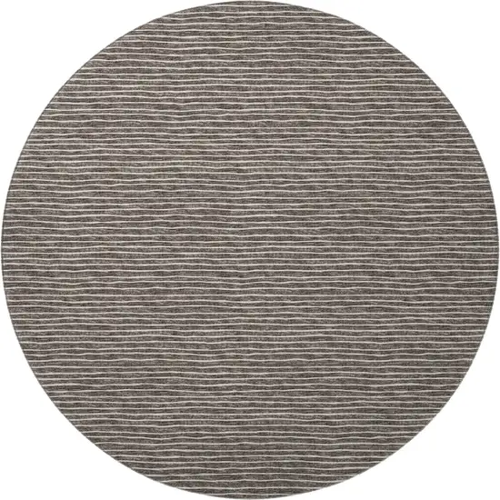 8' Chocolate And Ivory Striped Washable Round Rug With UV Protection Photo 4
