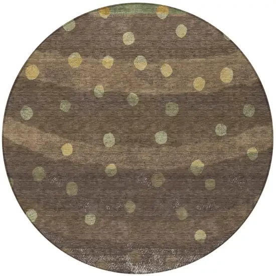 8' Chocolate And Navy Blue Round Striped Washable Indoor Outdoor Area Rug Photo 4