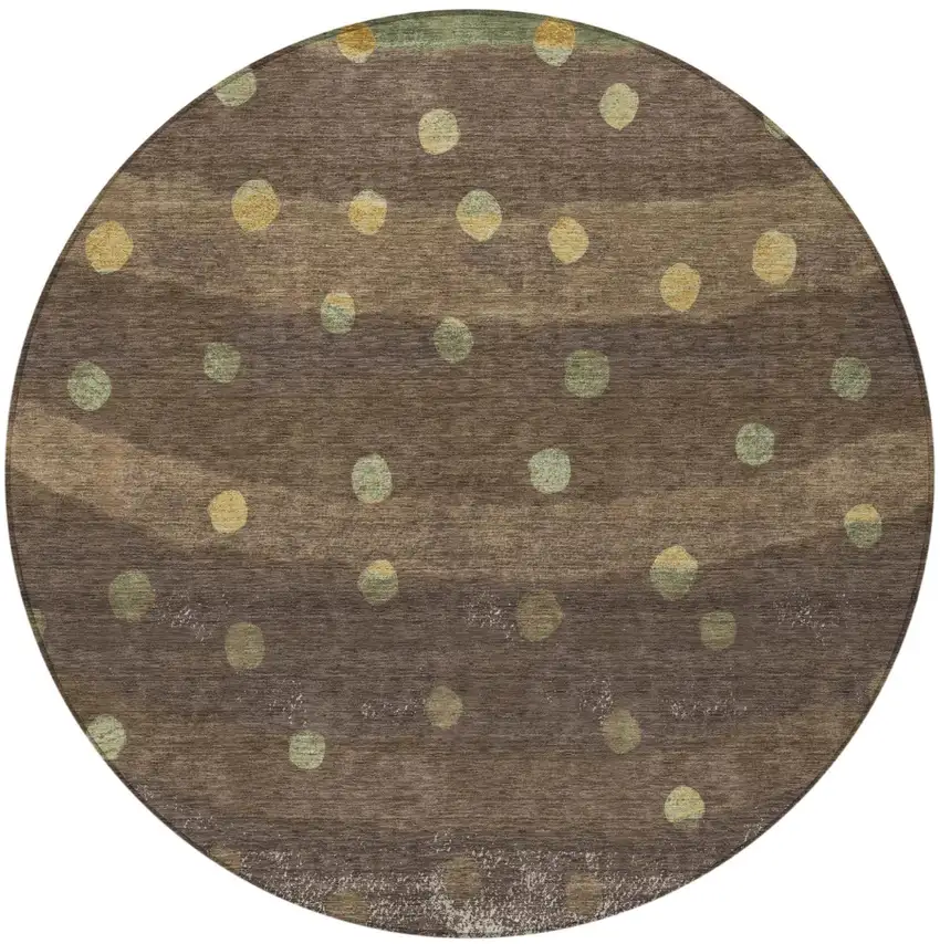 8' Chocolate And Navy Blue Round Striped Washable Indoor Outdoor Area Rug Photo 4