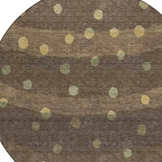 8' Chocolate And Navy Blue Round Striped Washable Indoor Outdoor Area Rug Photo 5
