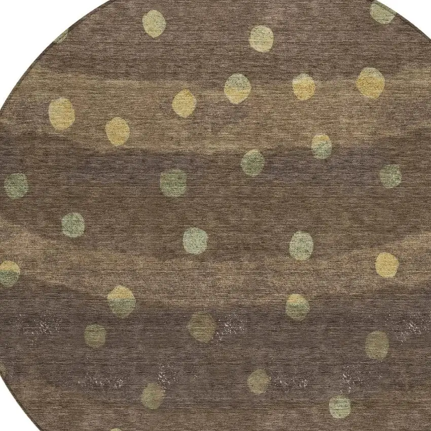 8' Chocolate And Navy Blue Round Striped Washable Indoor Outdoor Area Rug Photo 5