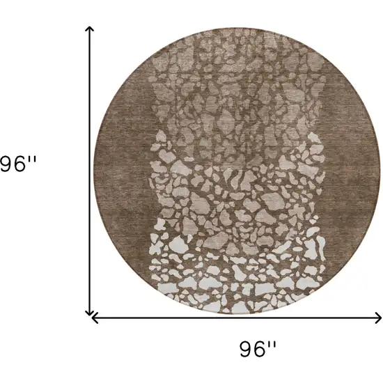 8' Chocolate And Taupe Round Abstract Washable Indoor Outdoor Area Rug Photo 3