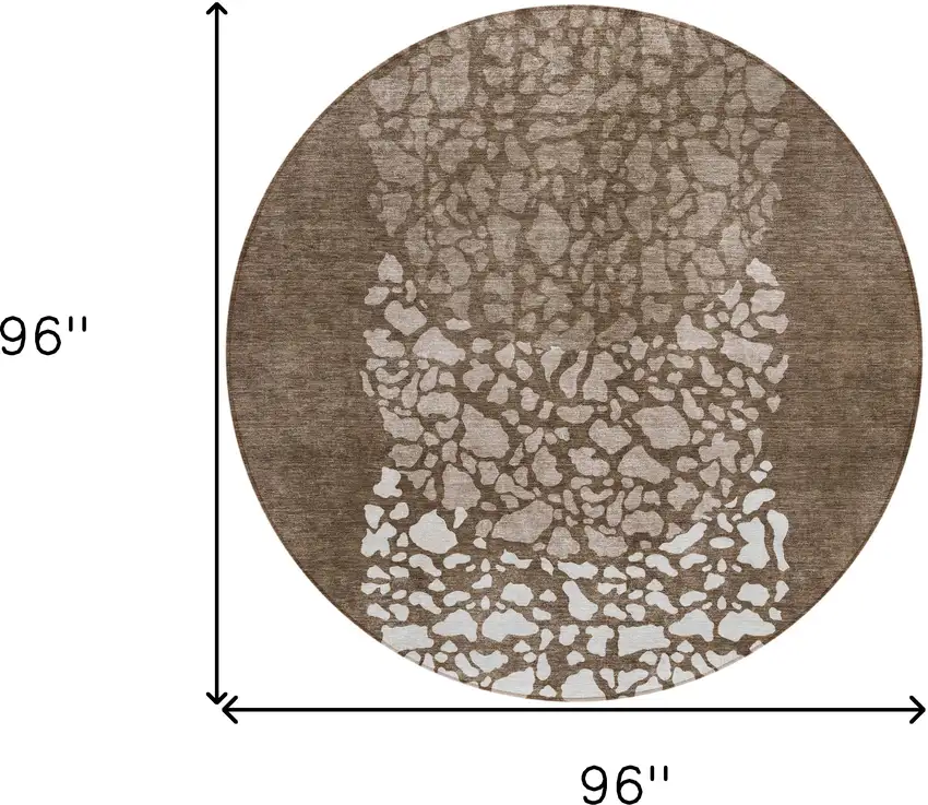 8' Chocolate And Taupe Round Abstract Washable Indoor Outdoor Area Rug Photo 3