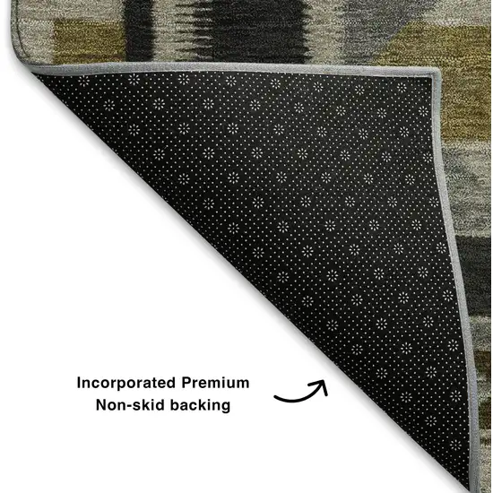 8' Chocolate Beige And Charcoal Tribal Washable Round Rug With UV Protection Photo 6