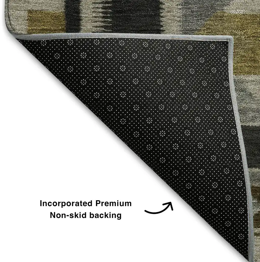 8' Chocolate Beige And Charcoal Tribal Washable Round Rug With UV Protection Photo 6