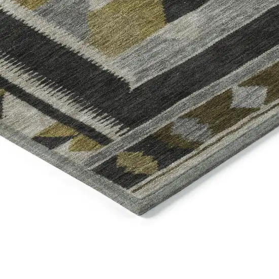 8' Chocolate Beige And Gray Round Tribal Washable Indoor Outdoor Area Rug Photo 7