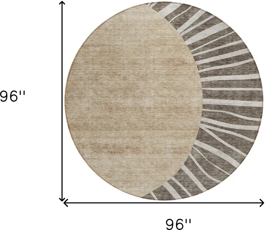 8' Chocolate Beige And Taupe Round Abstract Washable Indoor Outdoor Area Rug Photo 3