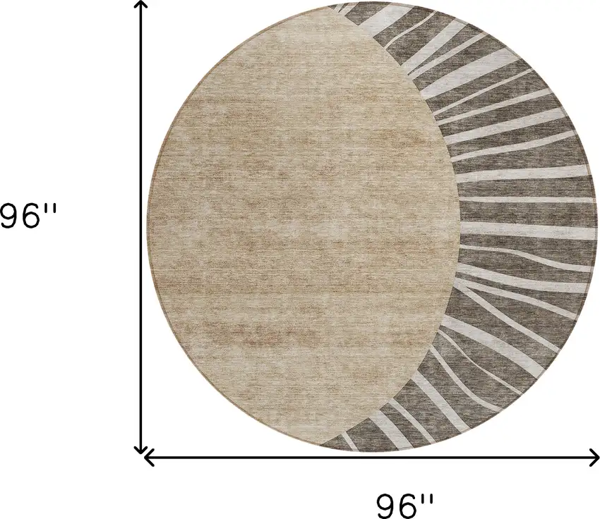 8' Chocolate Beige And Taupe Round Abstract Washable Indoor Outdoor Area Rug Photo 3