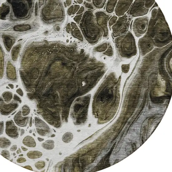 8' Chocolate Beige And Taupe Round Nautical Washable Indoor Outdoor Area Rug Photo 4
