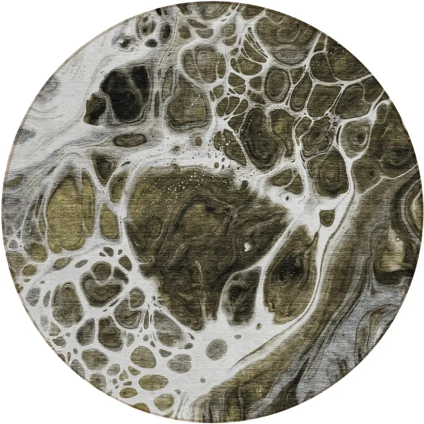 8' Chocolate Beige And Taupe Round Nautical Washable Indoor Outdoor Area Rug Photo 2