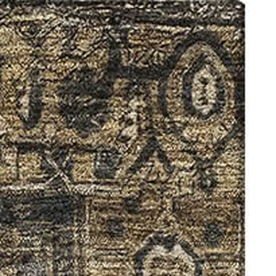 8' Chocolate Charcoal And Beige Oriental Washable Area Rug With UV Protection Photo 3