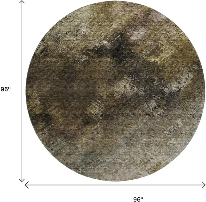 8' Chocolate Gray And Charcoal Abstract Washable Round Rug With UV Protection Photo 8