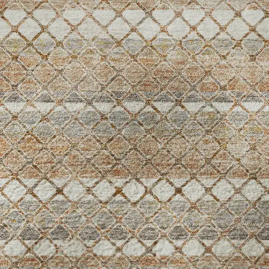 8' Chocolate Ivory And Beige Geometric Washable Round Rug With UV Protection Photo 9