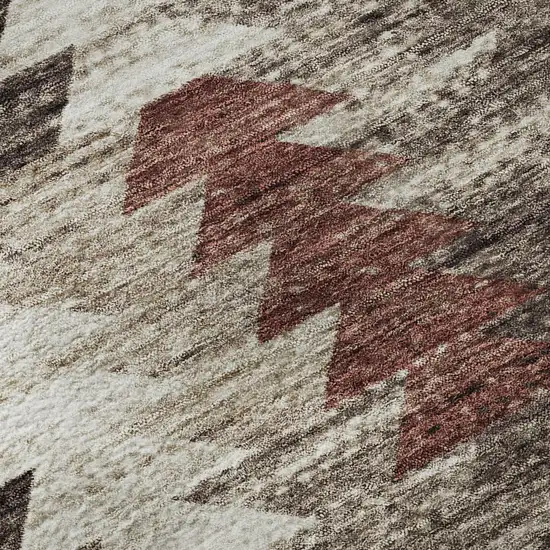 8' Chocolate Ivory And Rust Southwestern Washable Round Rug With UV Protection Photo 9