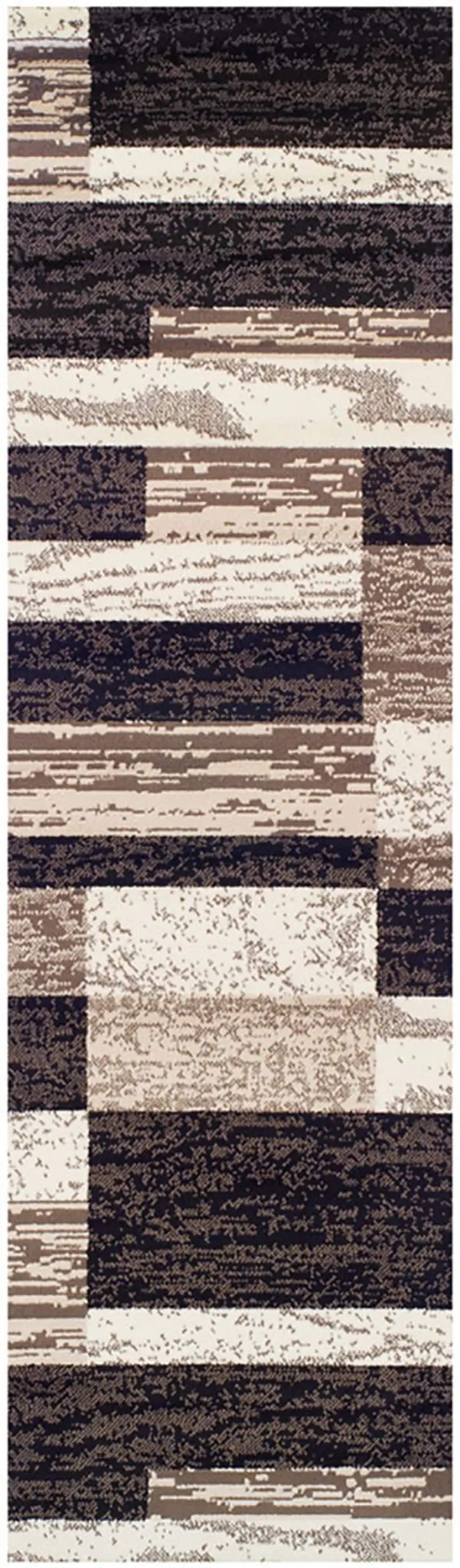 12' Chocolate Patchwork Power Loom Runner Rug Photo 1