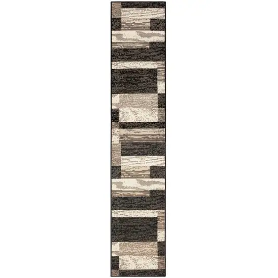 11' Chocolate Patchwork Power Loom Runner Rug Photo 1
