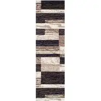 Photo of 8' Chocolate Patchwork Power Loom Stain Resistant Runner Rug