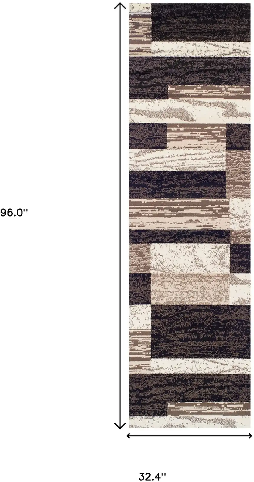 8' Chocolate Patchwork Power Loom Stain Resistant Runner Rug Photo 9