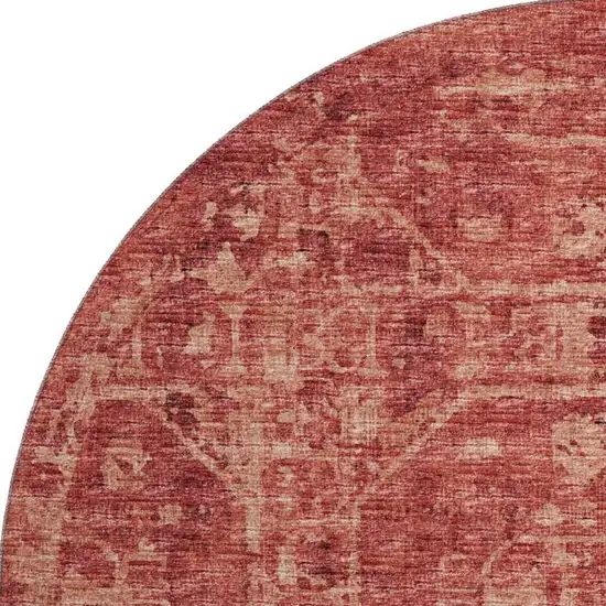 8' Cinnamon And Red Round Tribal Washable Indoor Outdoor Area Rug Photo 4