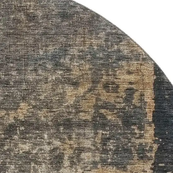 8' Coffee And Beige Abstract Washable Round Rug With UV Protection Photo 2